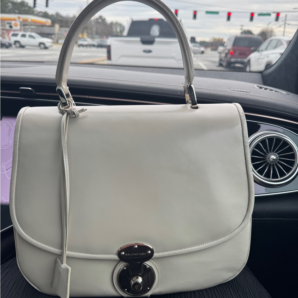 Balenciaga cream grey Leather Women's Bag